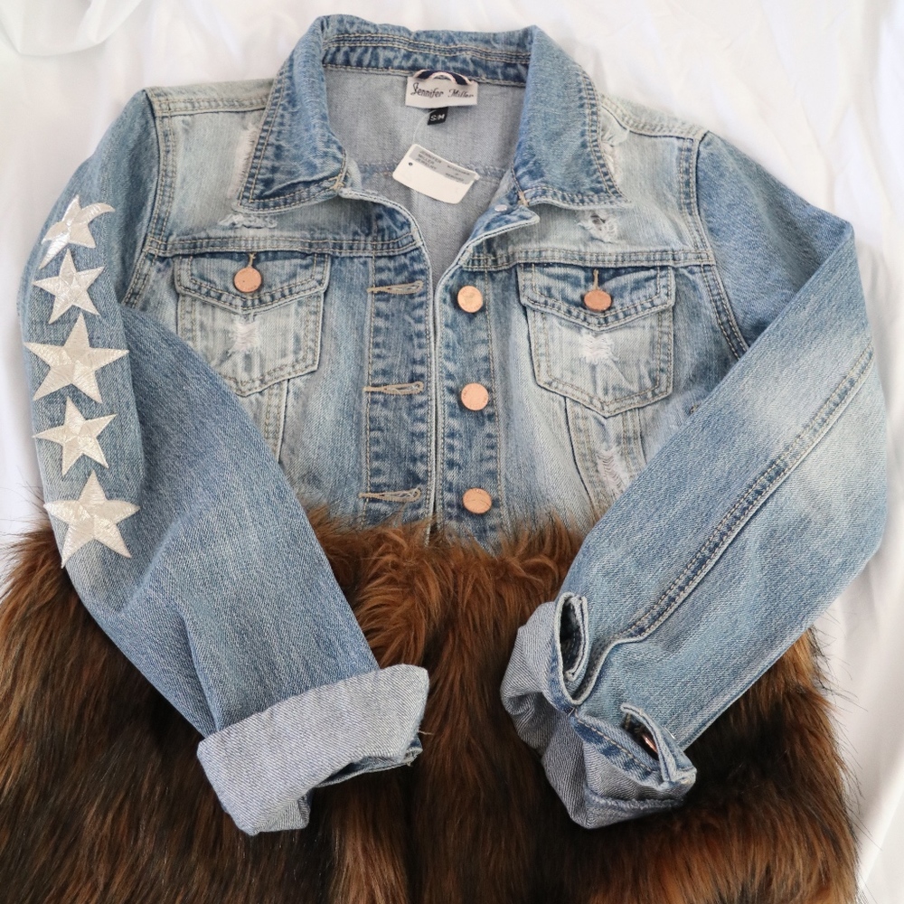 Jennifer Miller Jean & Faux Fur jacket size small